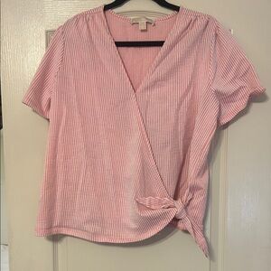 Michael Kors Pink and White Striped Blouse